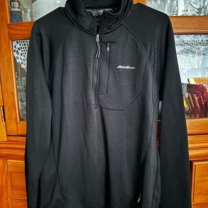 EDDIE BAUER BLACK MOTION FLEECE HALF-ZIP PULLOVER